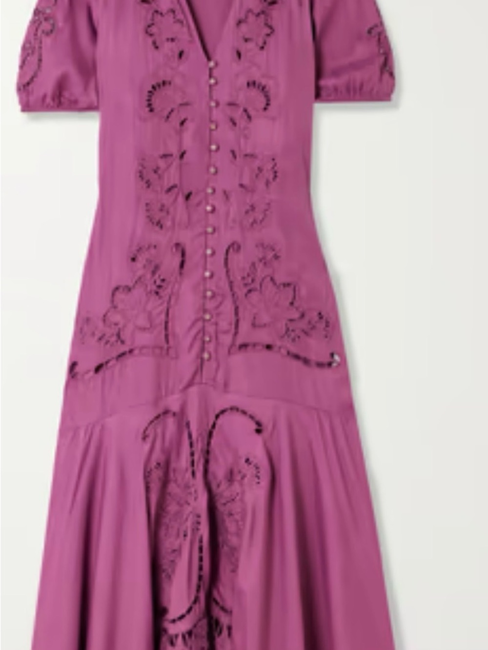 FARM Rio Magenta Embroidered Button-Front Maxi Dress